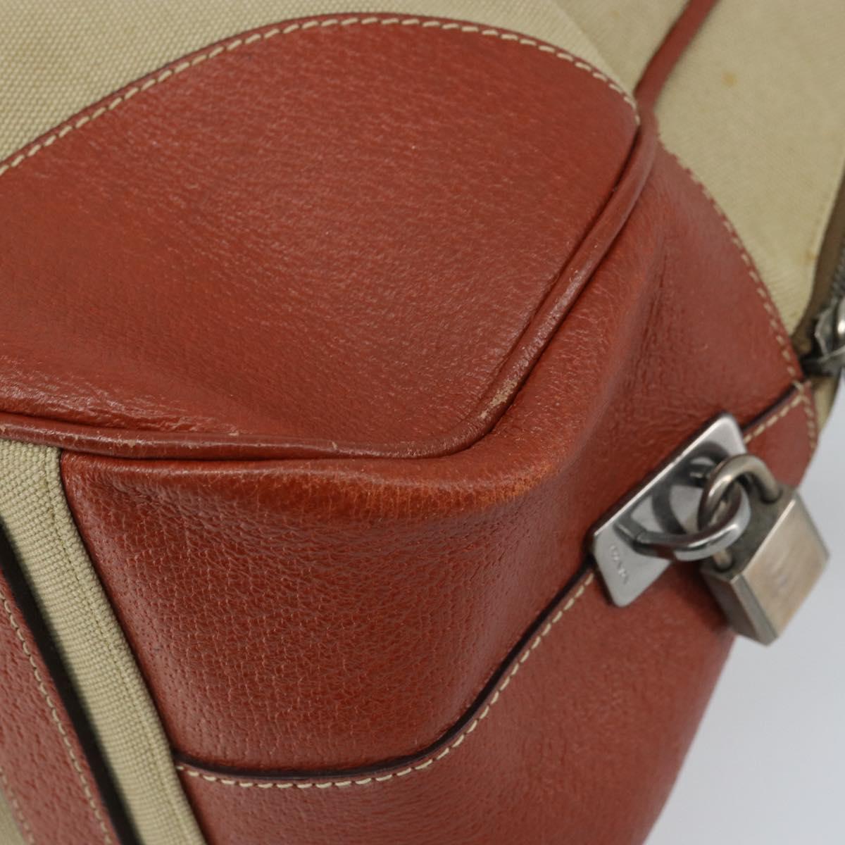 PRADA Tote Bag Canvas Beige Silver Auth ka2799