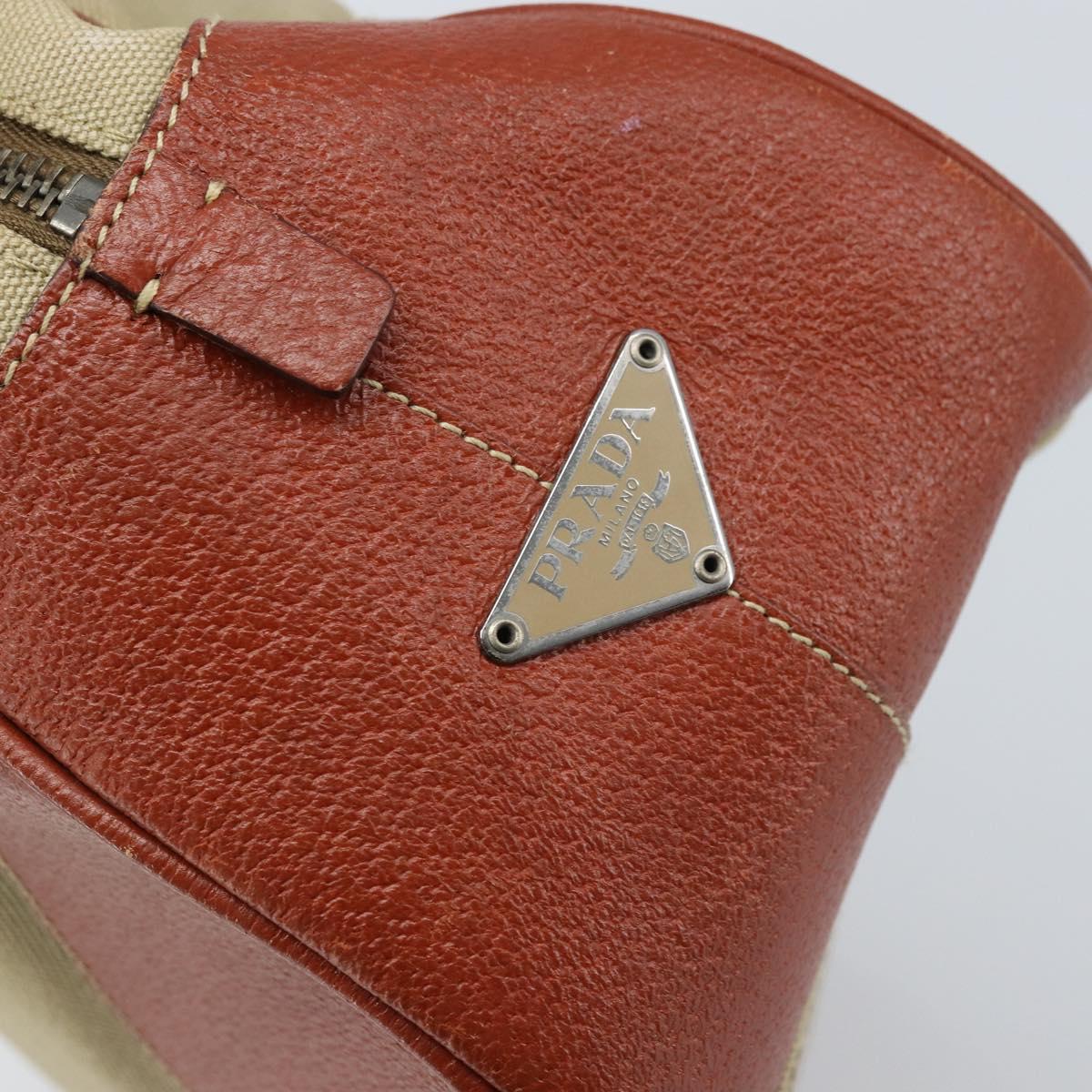 PRADA Tote Bag Canvas Beige Silver Auth ka2799