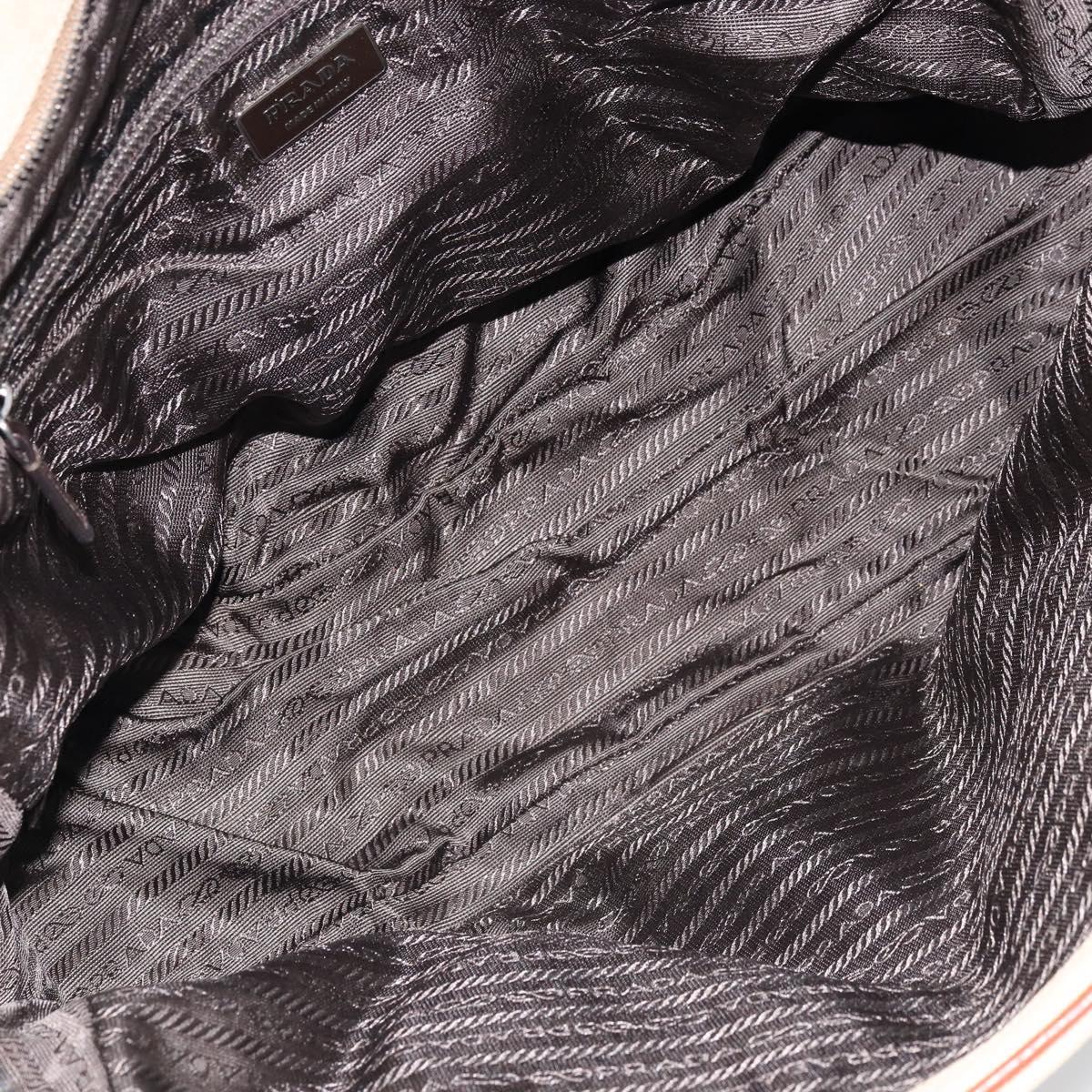 PRADA Tote Bag Canvas Beige Silver Auth ka2799