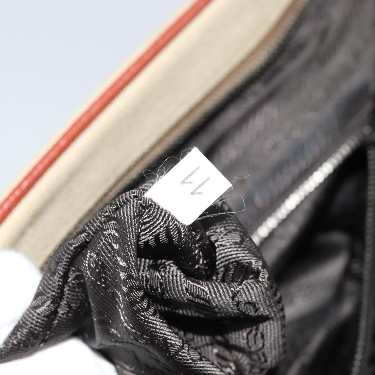 PRADA Tote Bag Canvas Beige Silver Auth ka2799