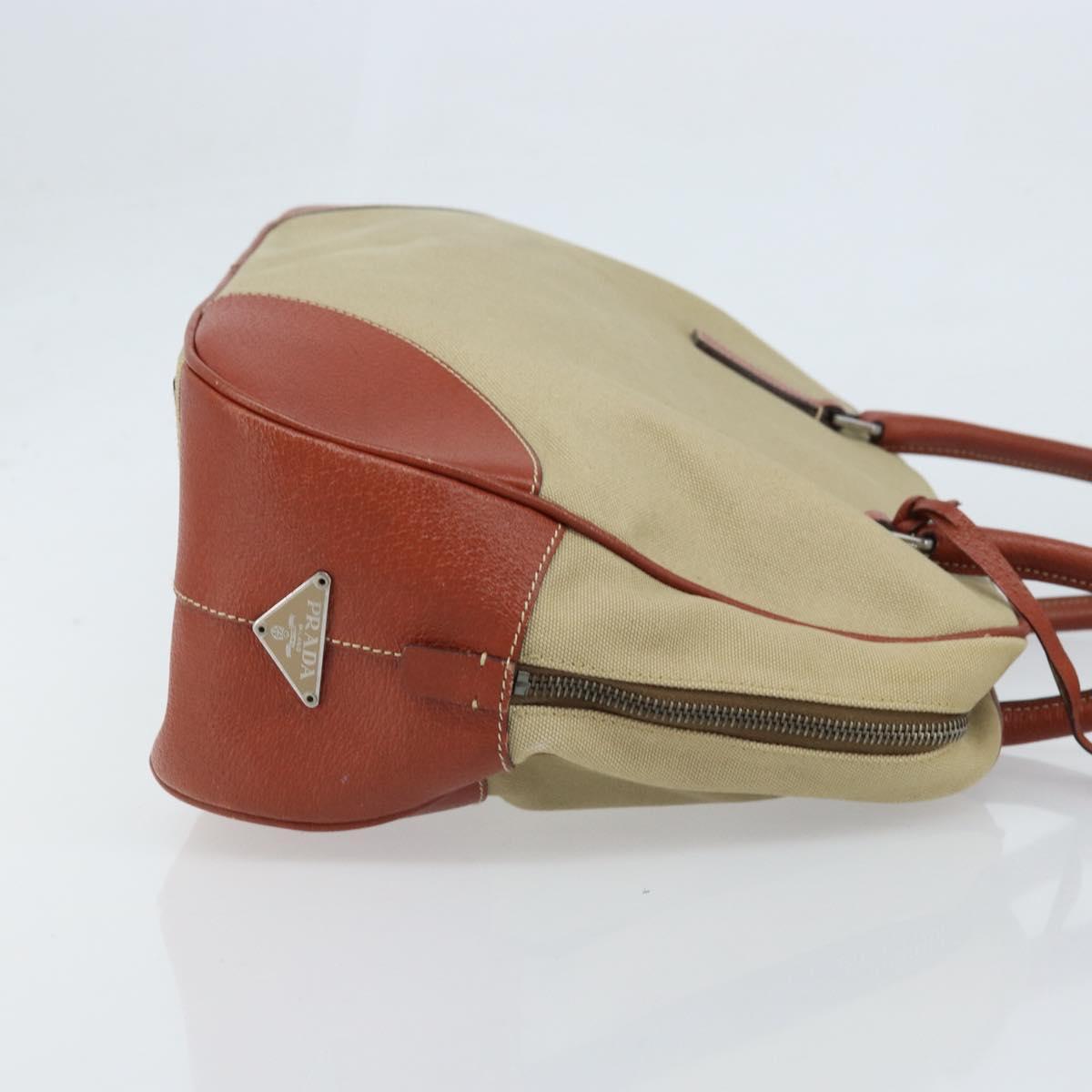 PRADA Tote Bag Canvas Beige Silver Auth ka2799