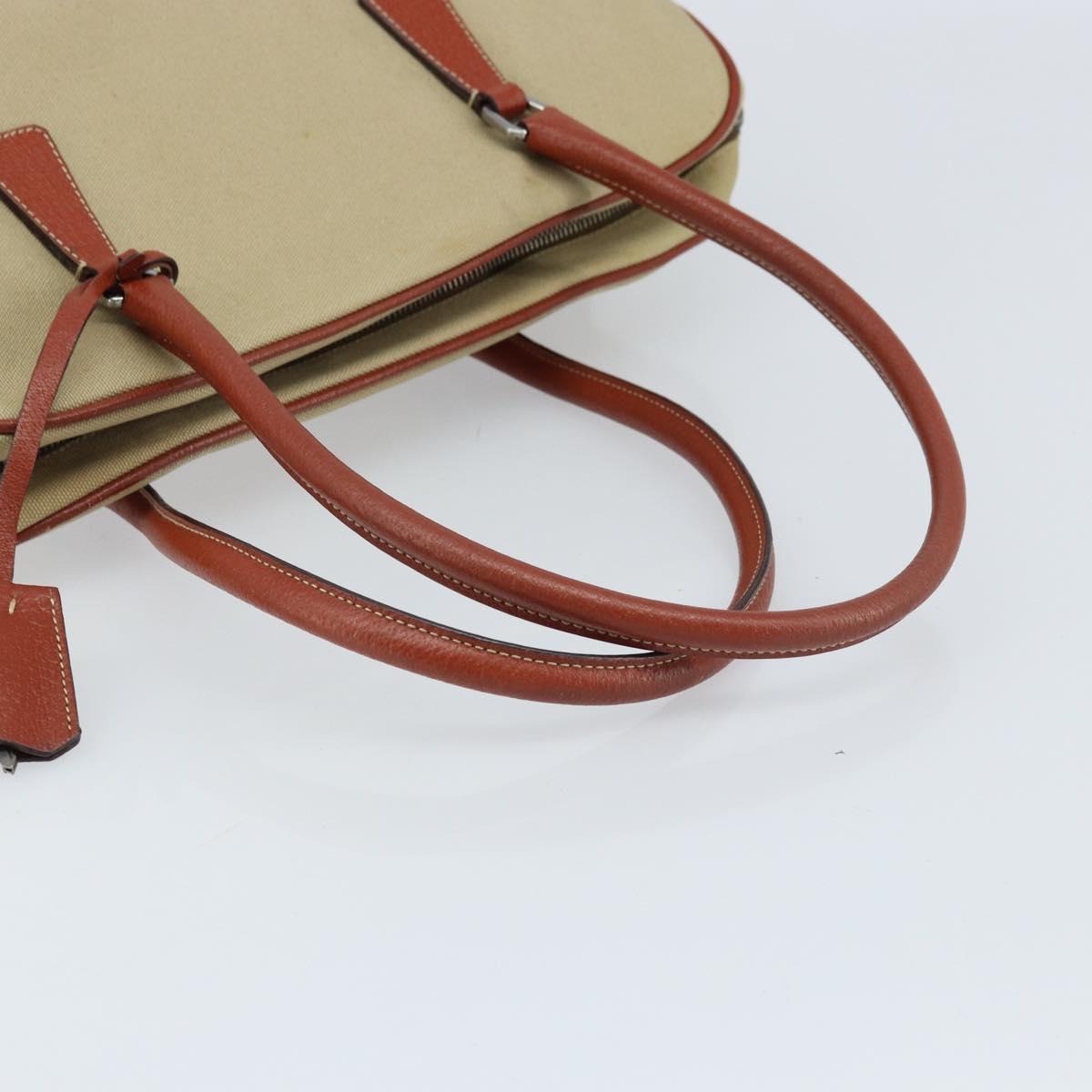 PRADA Tote Bag Canvas Beige Silver Auth ka2799