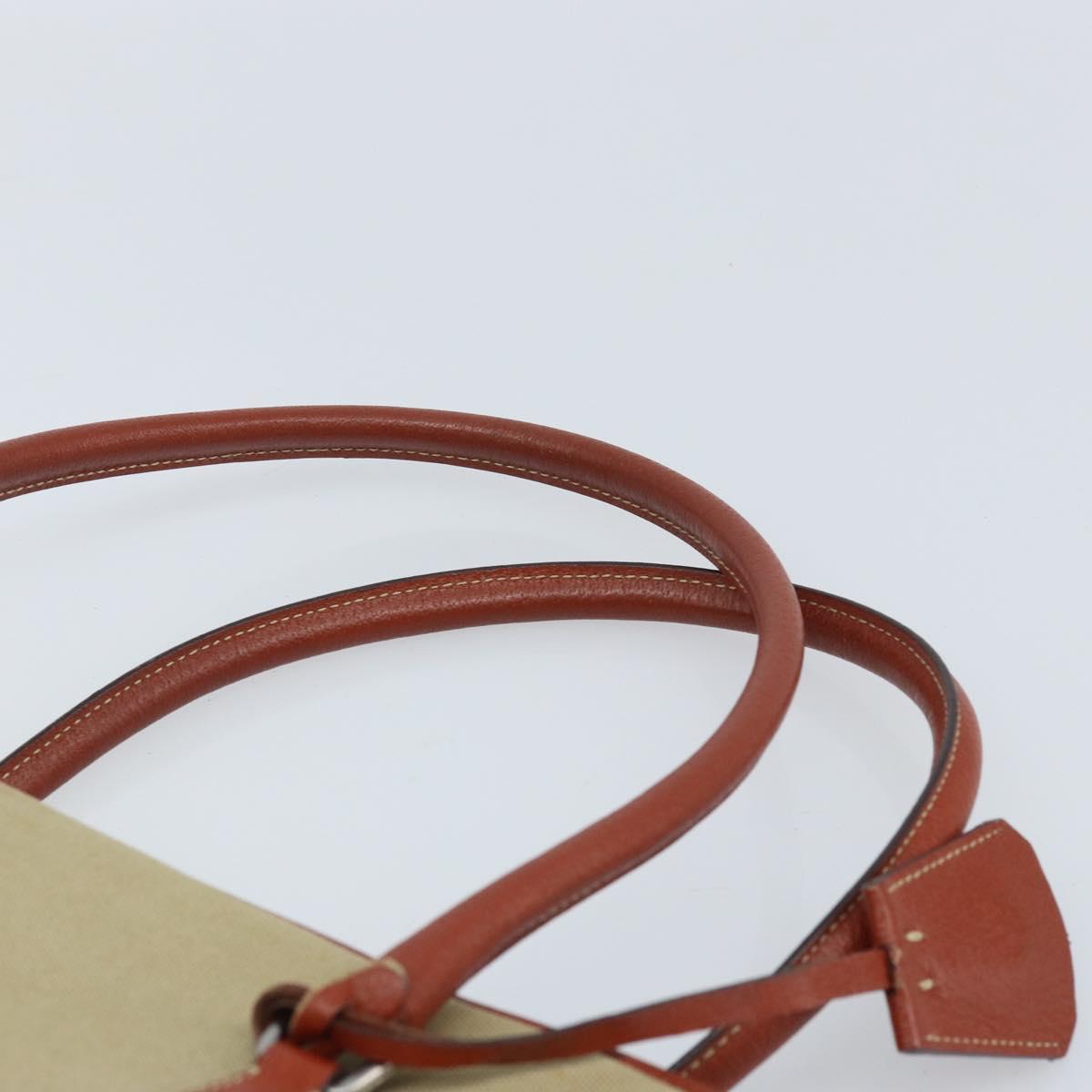 PRADA Tote Bag Canvas Beige Silver Auth ka2799