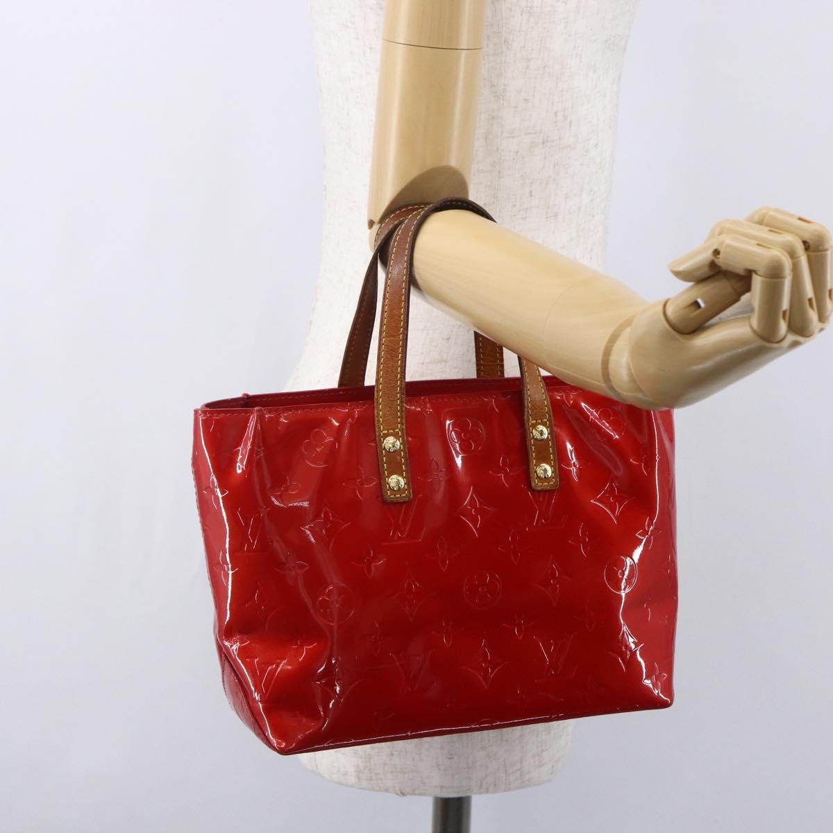 LOUIS VUITTON Monogram Vernis Reade PM Hand Bag Red Rouge M91088 LV Auth ka280