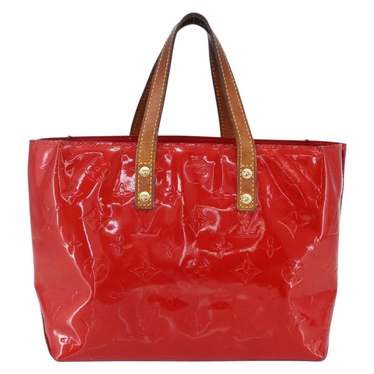 LOUIS VUITTON Monogram Vernis Reade PM Hand Bag Red Rouge M91088 LV Auth ka280