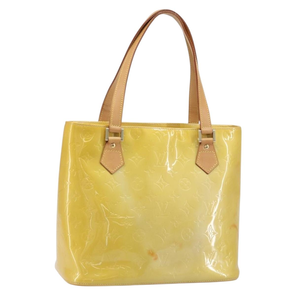 LOUIS VUITTON Monogram Vernis Houston Hand Bag Beige M91004 LV Auth ka2805