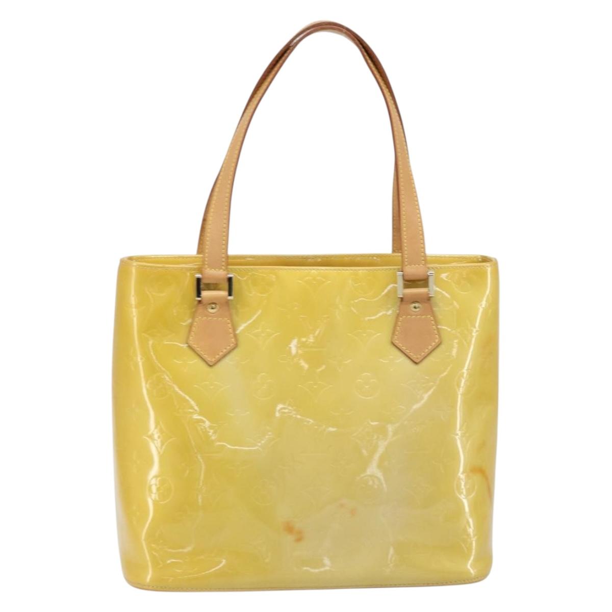 LOUIS VUITTON Monogram Vernis Houston Hand Bag Beige M91004 LV Auth ka2805