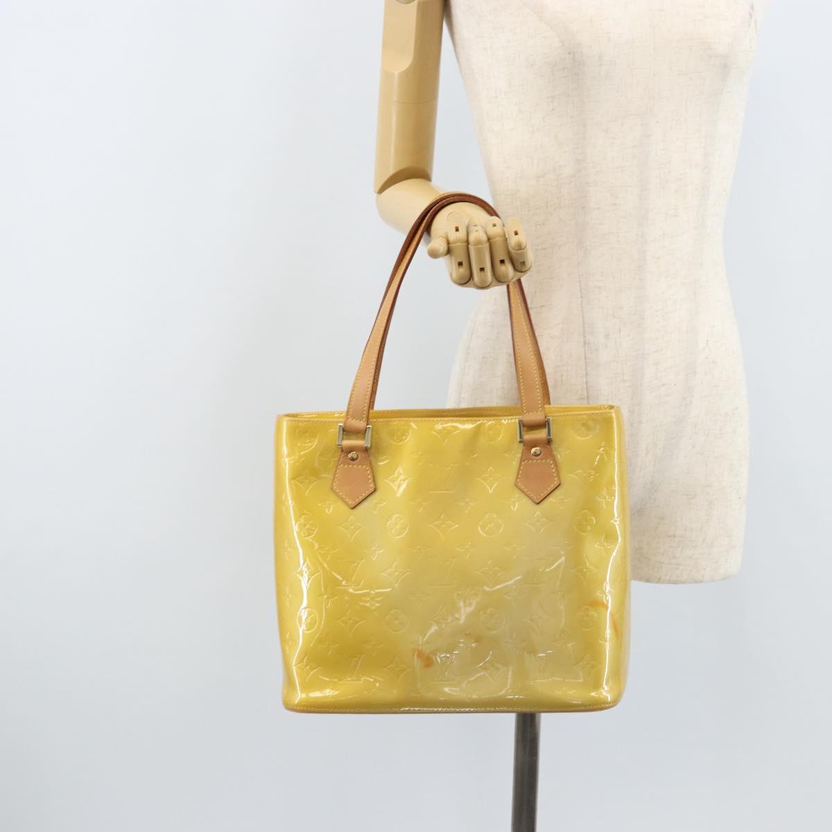 LOUIS VUITTON Monogram Vernis Houston Hand Bag Beige M91004 LV Auth ka2805