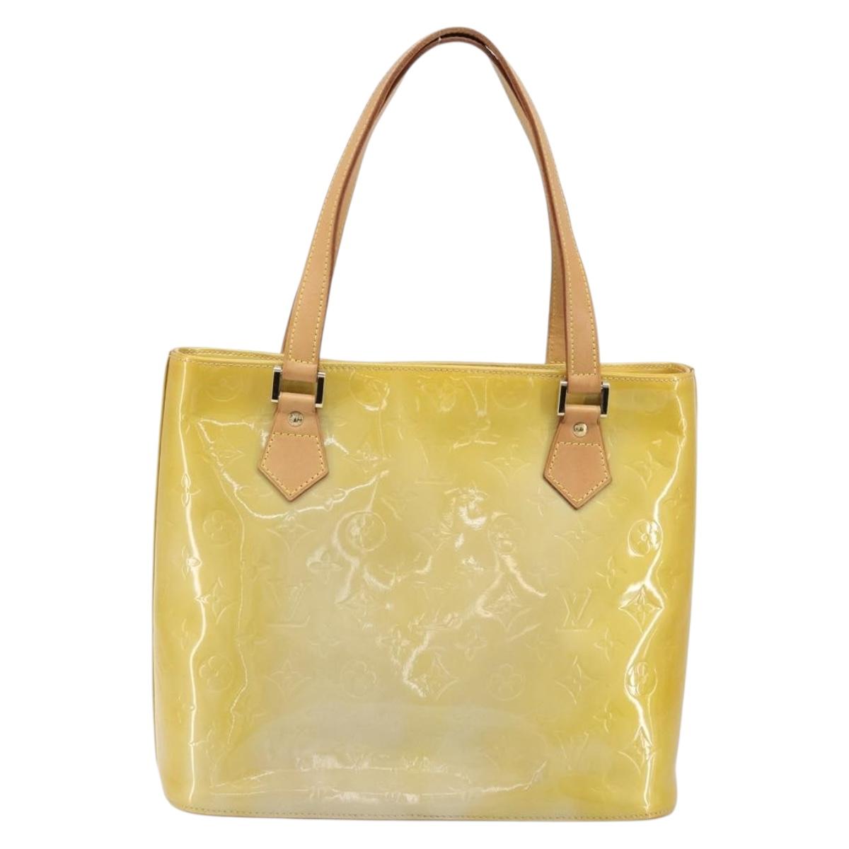 LOUIS VUITTON Monogram Vernis Houston Hand Bag Beige M91004 LV Auth ka2805