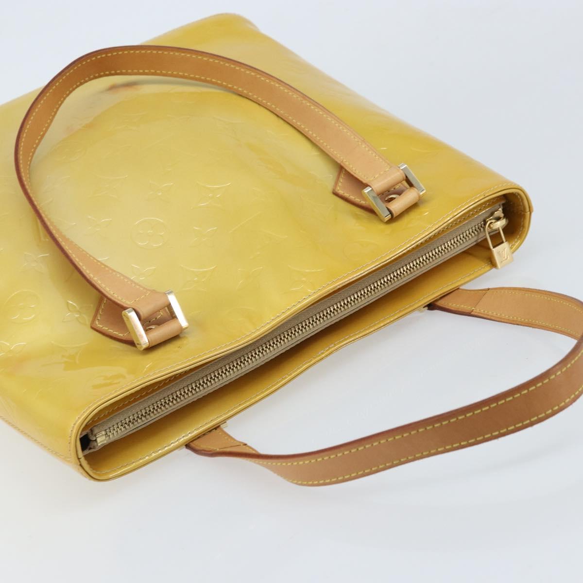 LOUIS VUITTON Monogram Vernis Houston Hand Bag Beige M91004 LV Auth ka2805