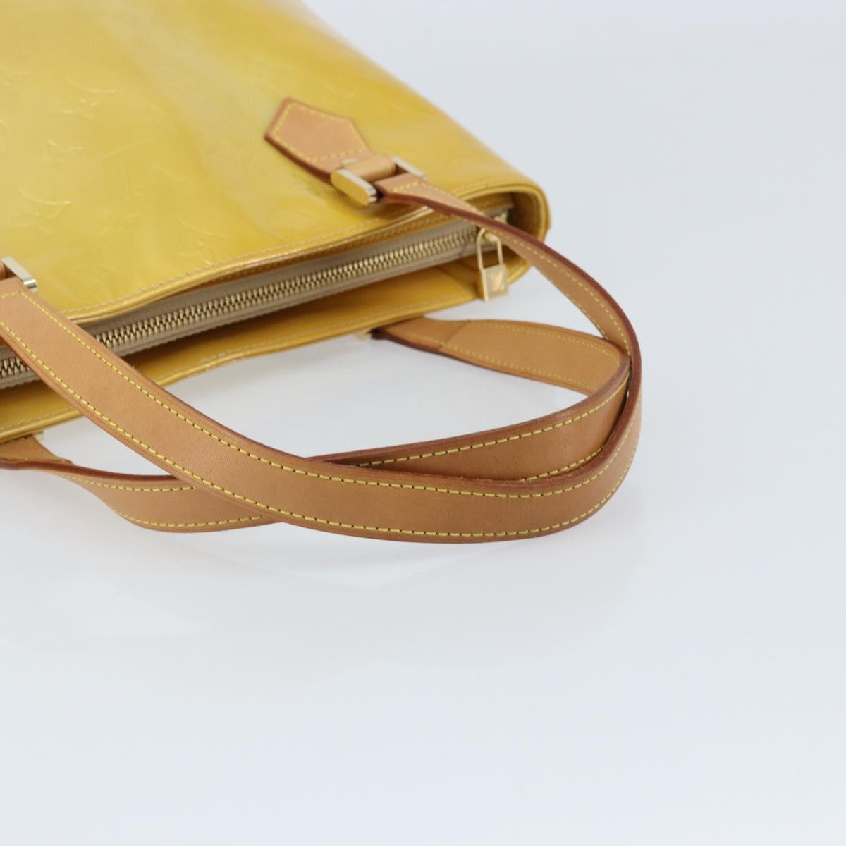 LOUIS VUITTON Monogram Vernis Houston Hand Bag Beige M91004 LV Auth ka2805