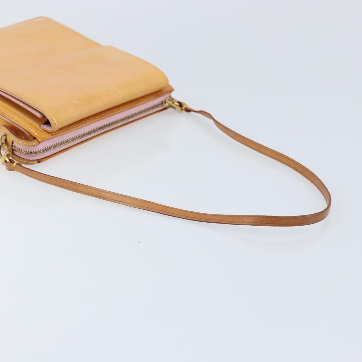 LOUIS VUITTON Monogram Vernis Motto Pouch Marshmallow Pink M91312 LV Auth ka2806
