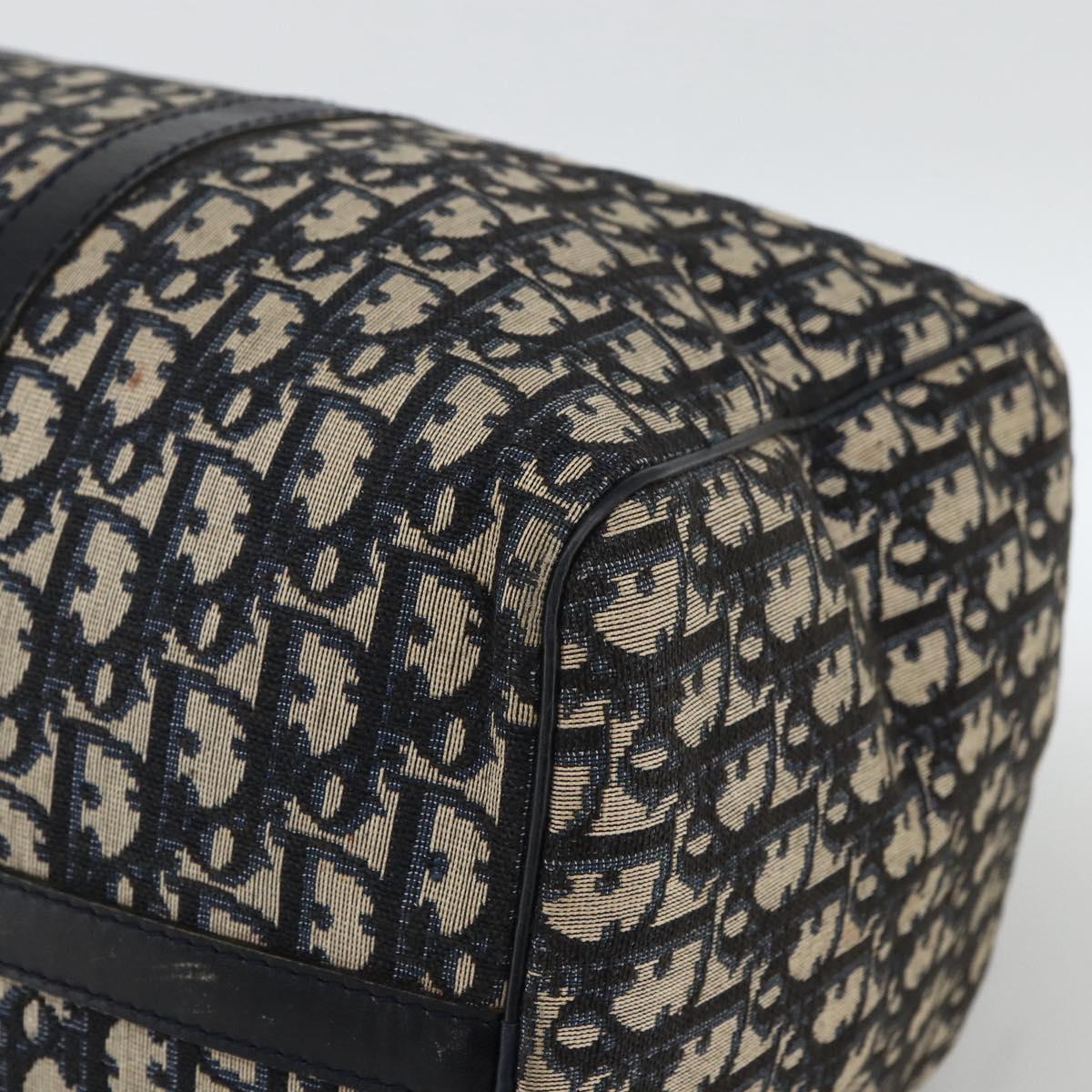 Christian Dior Trotter Canvas Boston Bag Navy Silver Auth ka2812