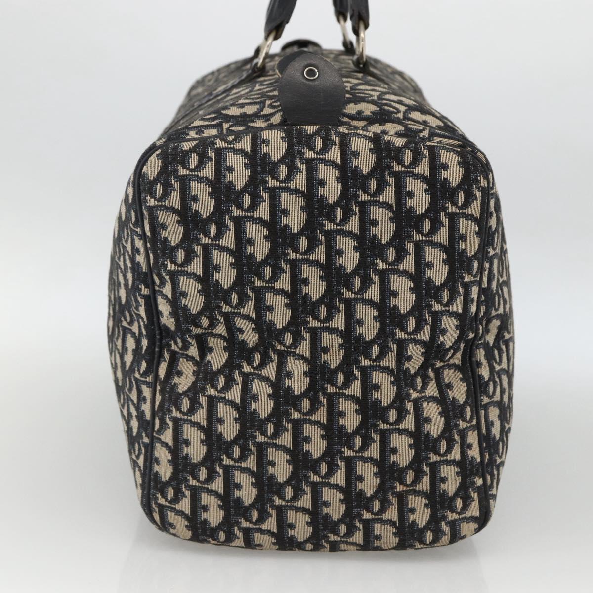 Christian Dior Trotter Canvas Boston Bag Navy Silver Auth ka2812