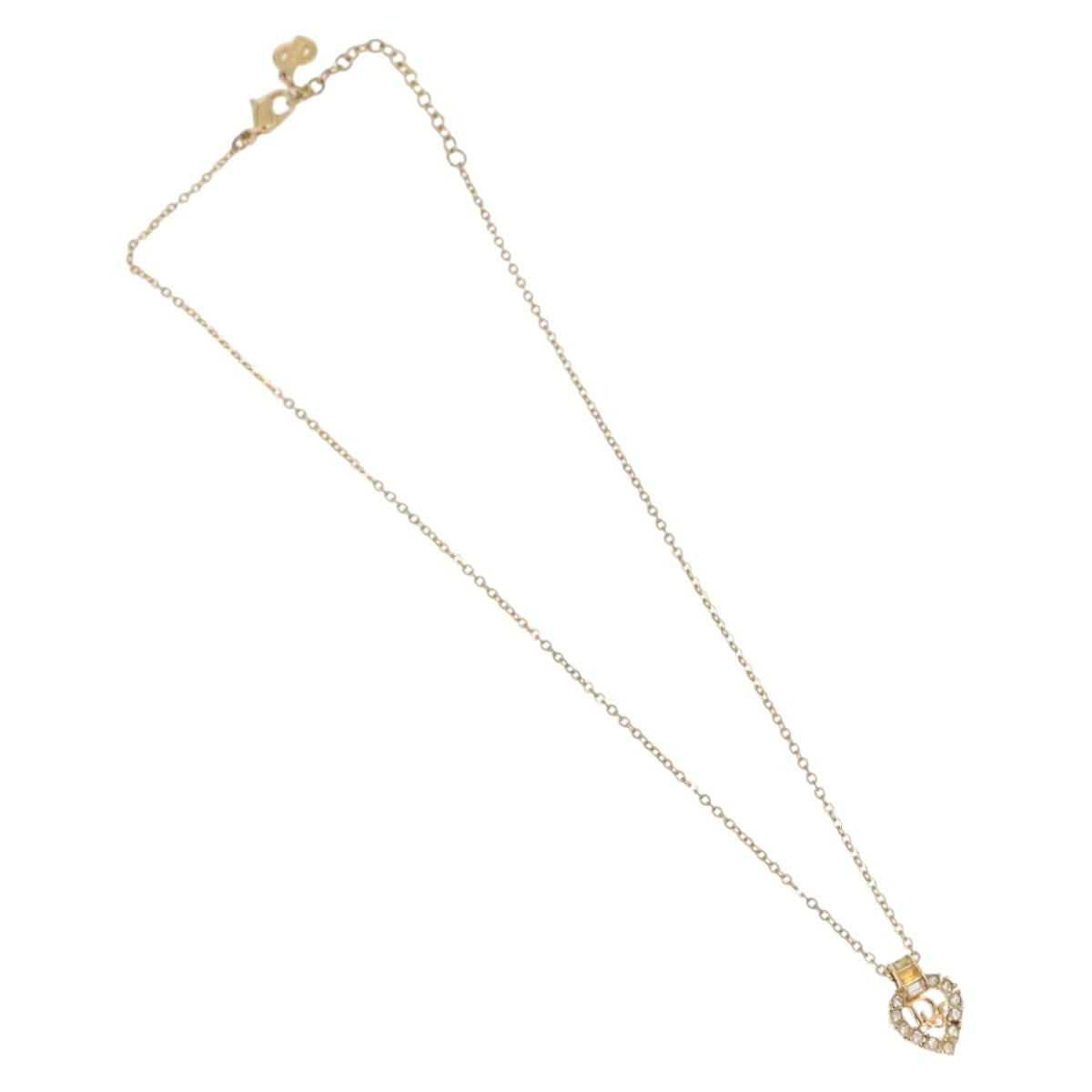 Christian Dior Necklace Brooch metal 3 Set Gold Tone Auth ka2819