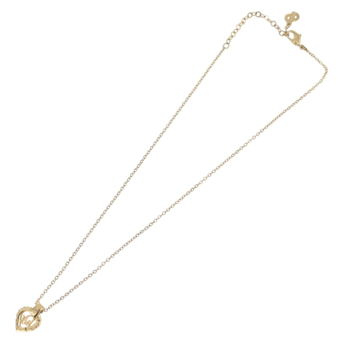 Christian Dior Necklace Brooch metal 3 Set Gold Tone Auth ka2819