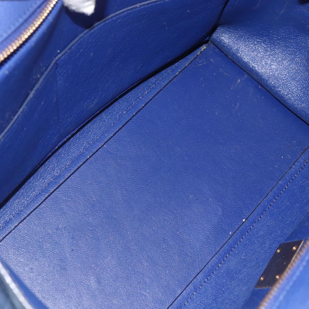 CELINE Trapeze Hand Bag Suede Leather 2way Blue Gold Auth ka2823