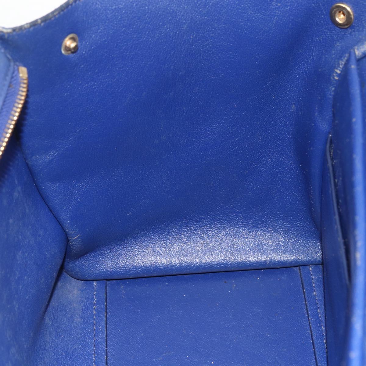 CELINE Trapeze Hand Bag Suede Leather 2way Blue Gold Auth ka2823