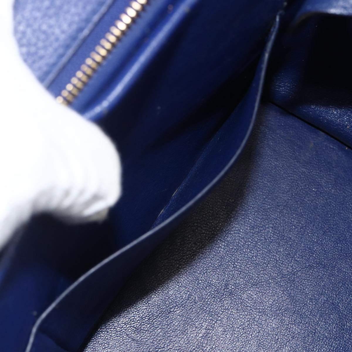 CELINE Trapeze Hand Bag Suede Leather 2way Blue Gold Auth ka2823