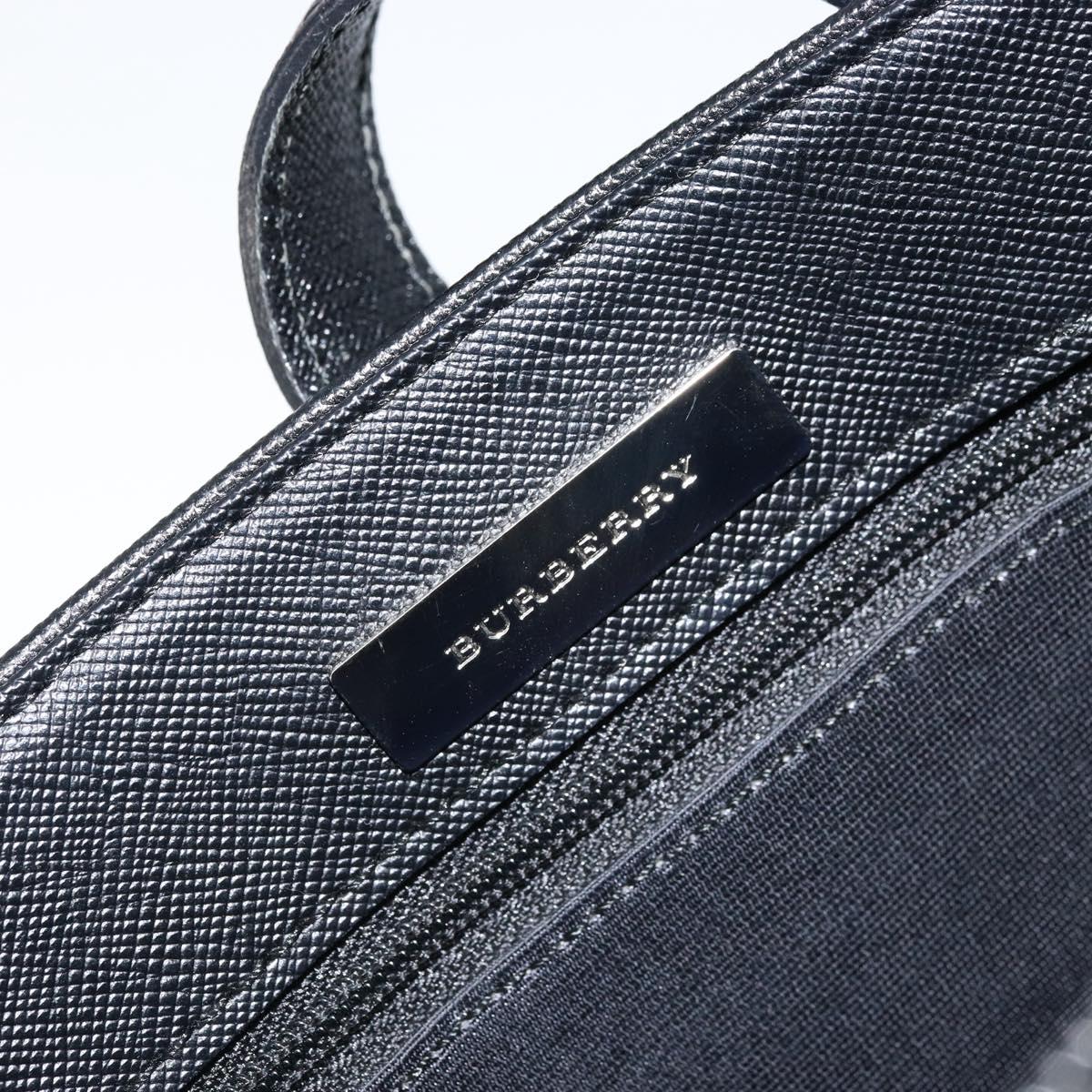 BURBERRY Nova Check Hand Bag Canvas Beige Silver Auth ka2824V