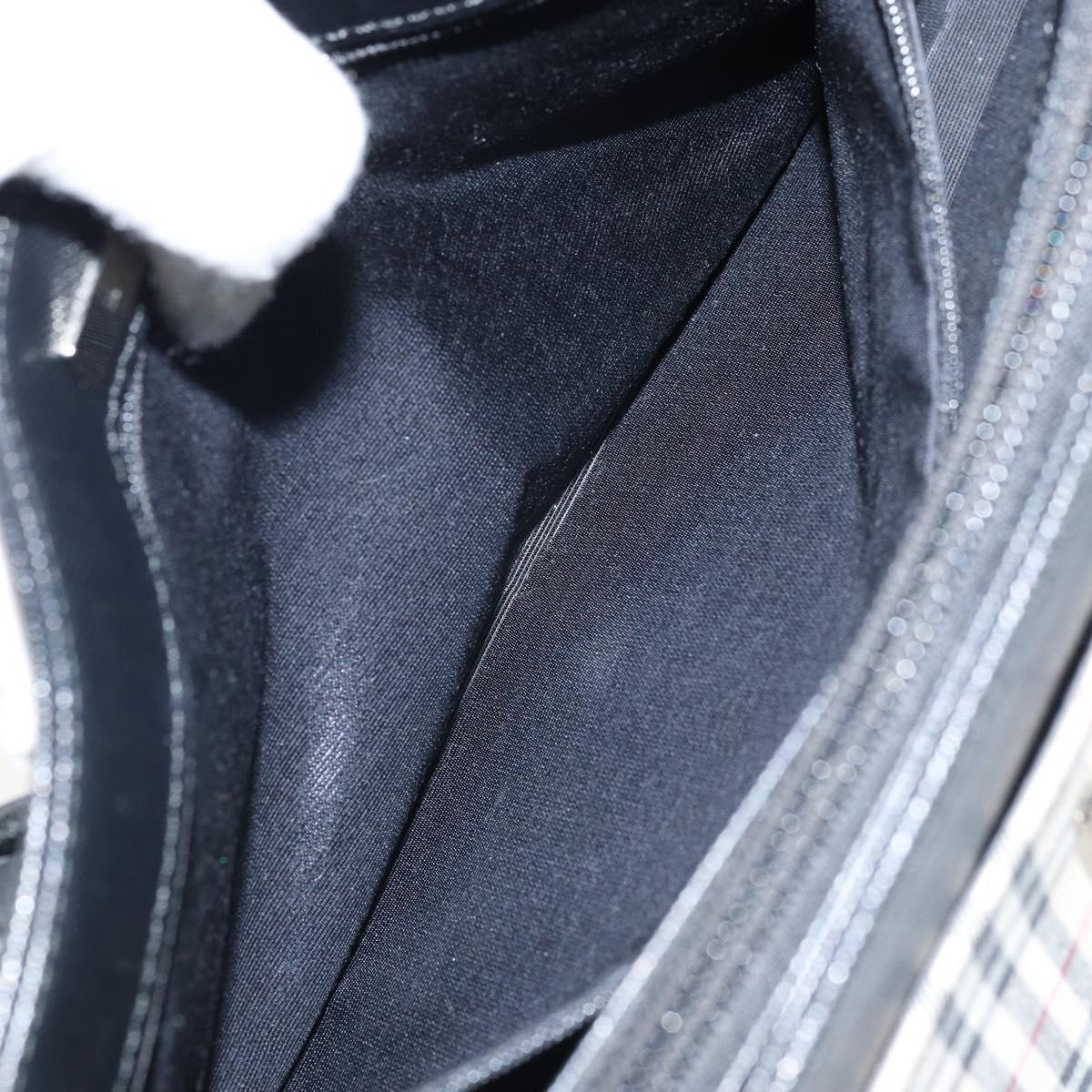 BURBERRY Nova Check Hand Bag Canvas Beige Silver Auth ka2824V