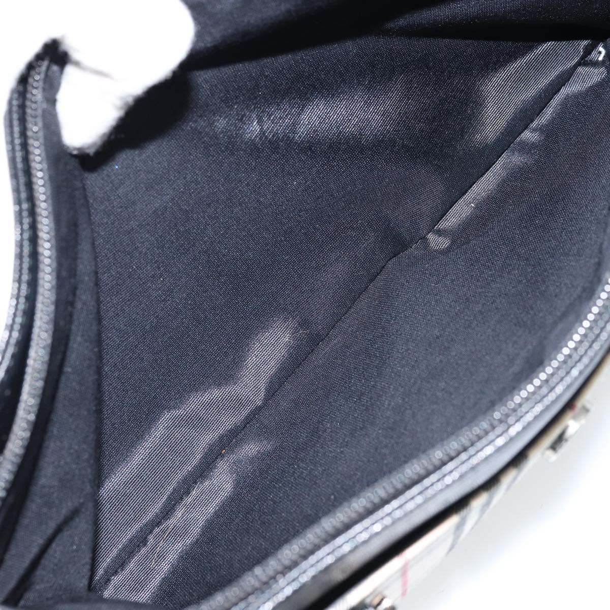 BURBERRY Nova Check Hand Bag Canvas Beige Silver Auth ka2824V