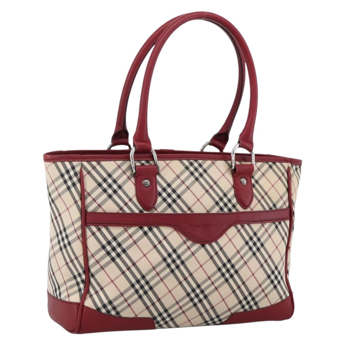 BURBERRY Nova Check Hand Bag Canvas Beige Silver Auth ka2833