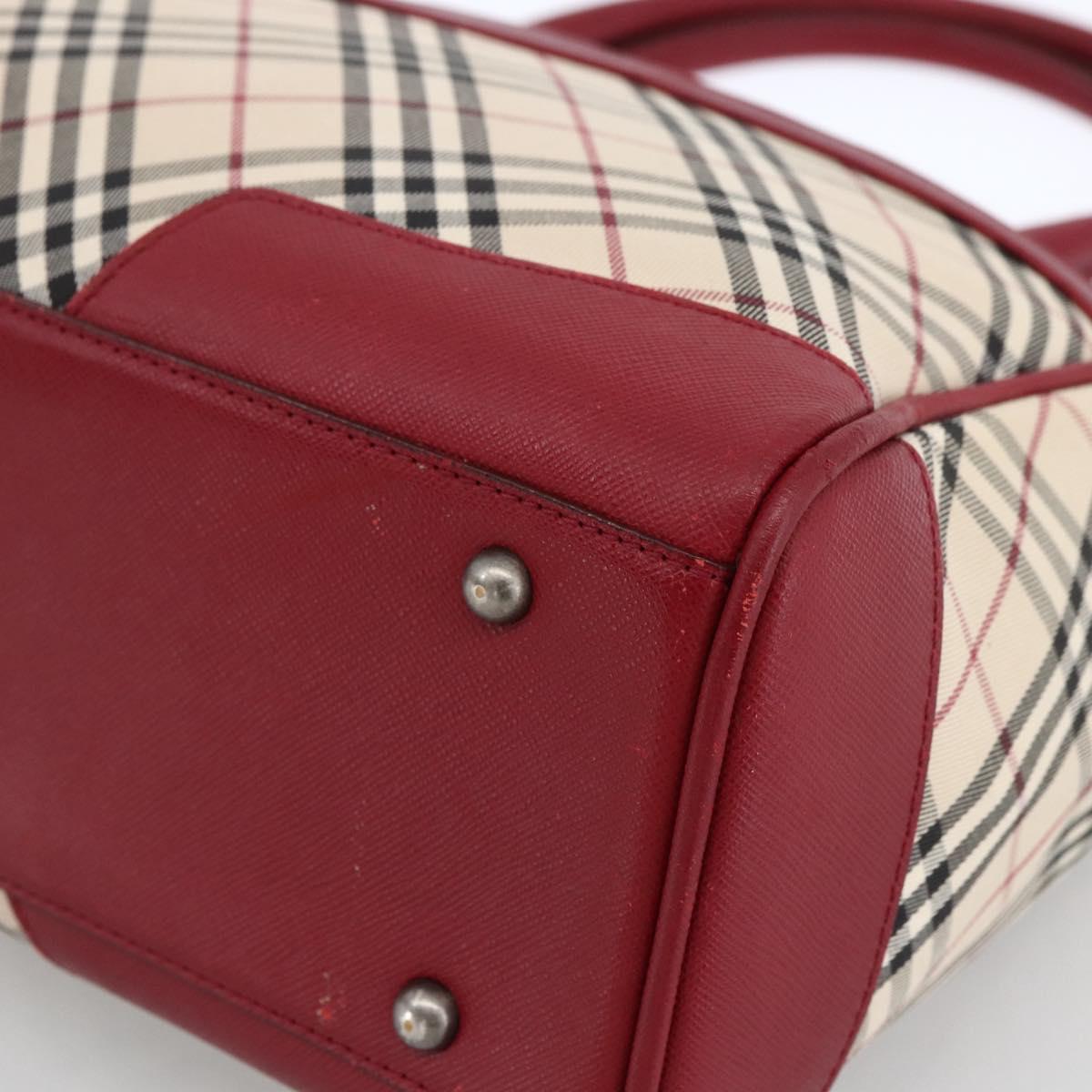 BURBERRY Nova Check Hand Bag Canvas Beige Silver Auth ka2833