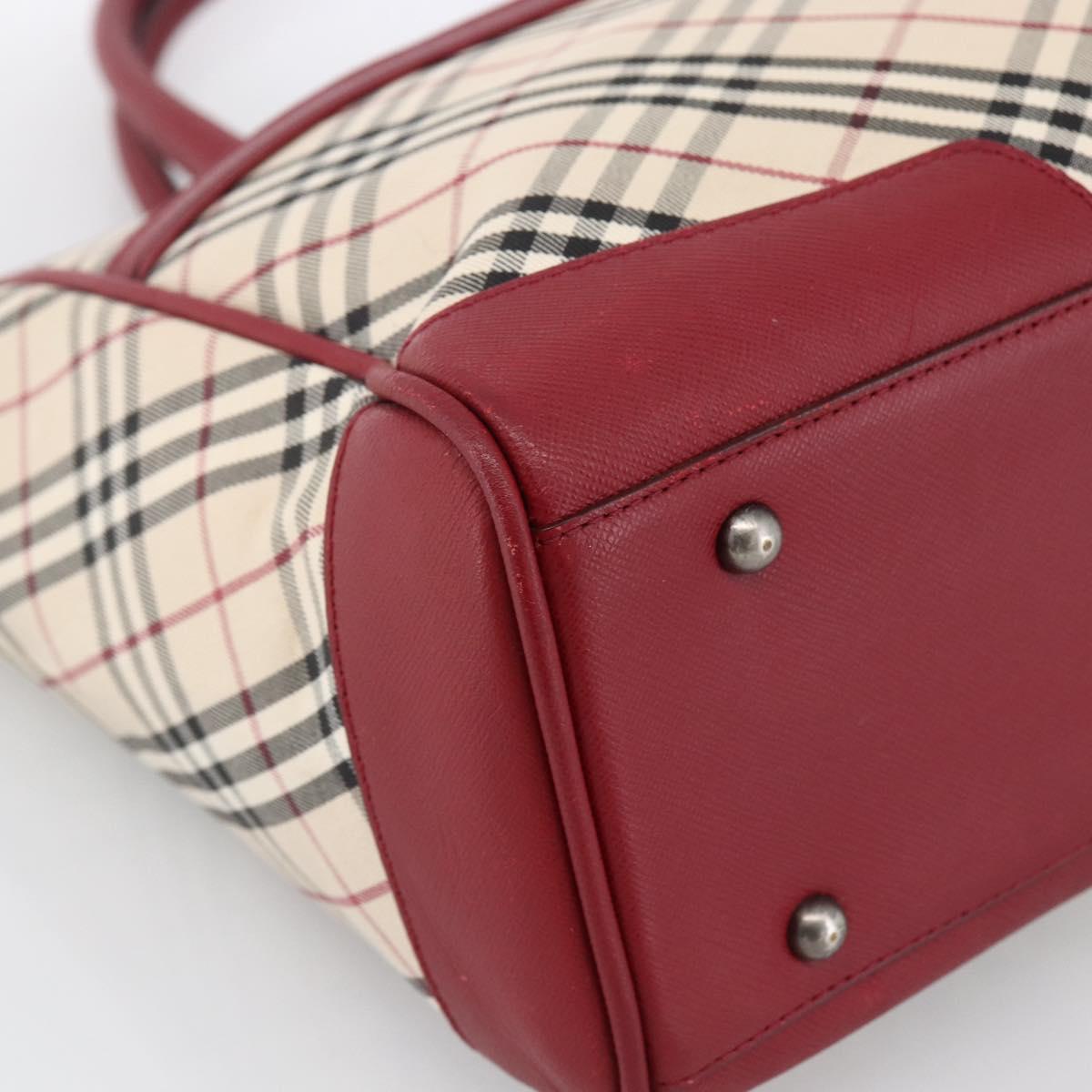 BURBERRY Nova Check Hand Bag Canvas Beige Silver Auth ka2833