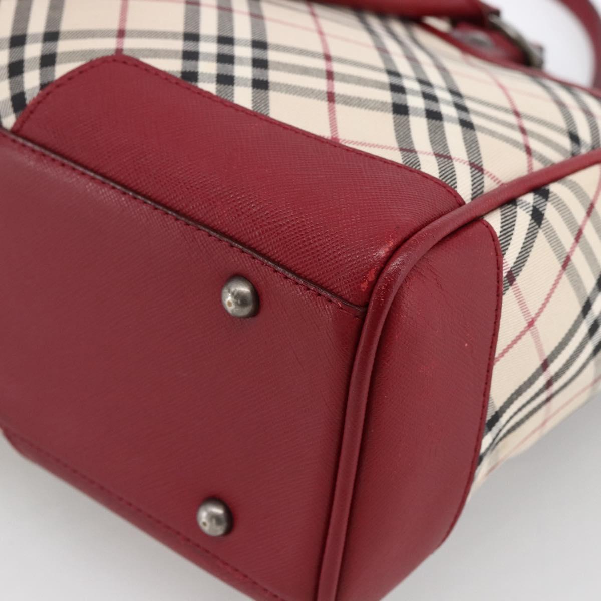 BURBERRY Nova Check Hand Bag Canvas Beige Silver Auth ka2833