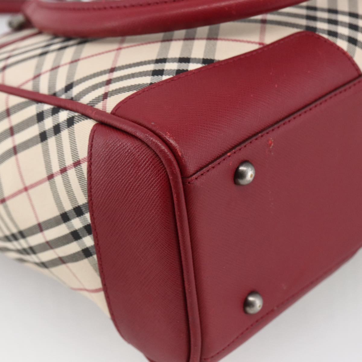 BURBERRY Nova Check Hand Bag Canvas Beige Silver Auth ka2833