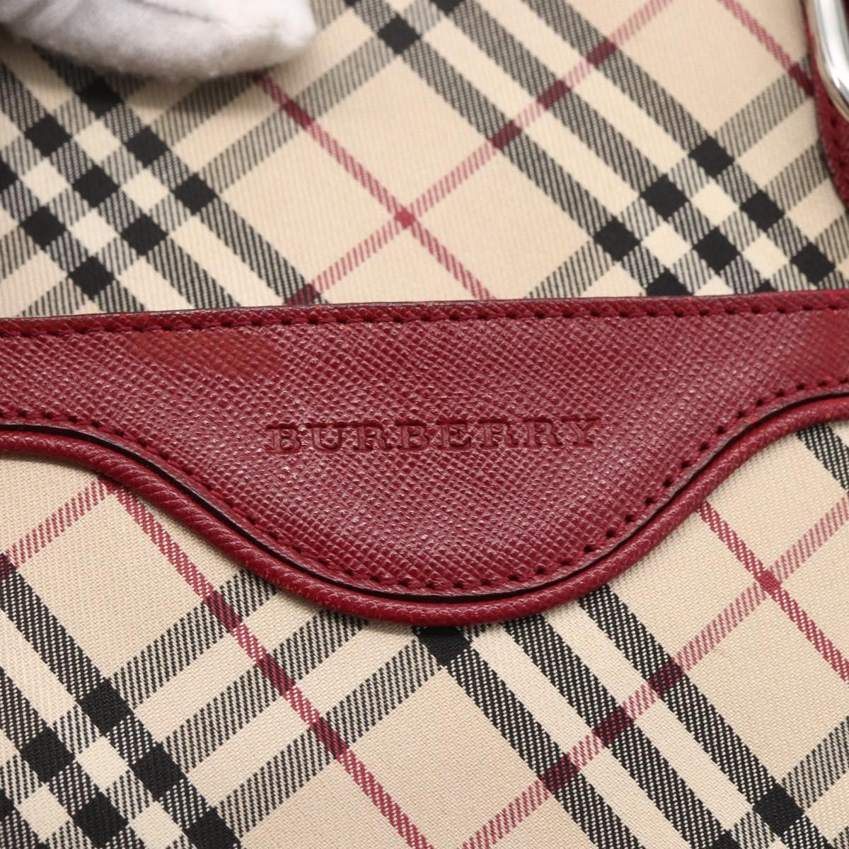 BURBERRY Nova Check Hand Bag Canvas Beige Silver Auth ka2833