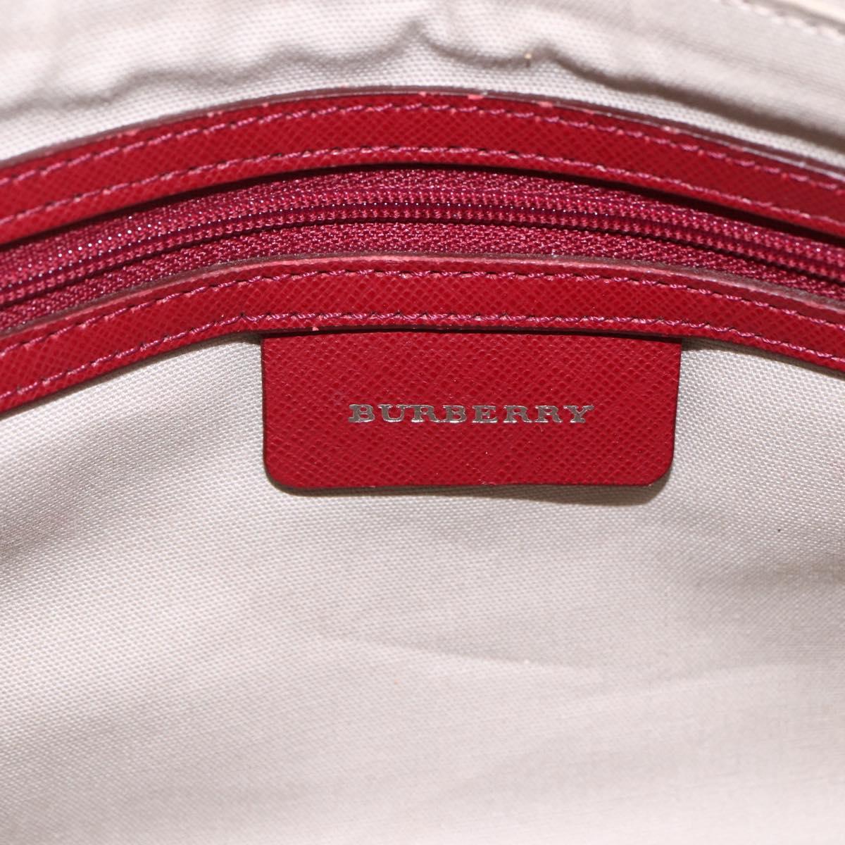 BURBERRY Nova Check Hand Bag Canvas Beige Silver Auth ka2833