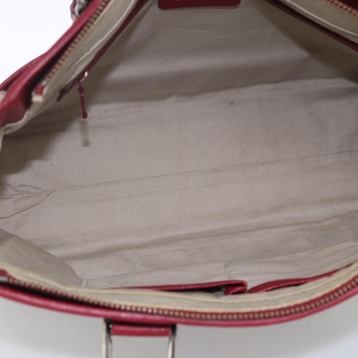 BURBERRY Nova Check Hand Bag Canvas Beige Silver Auth ka2833