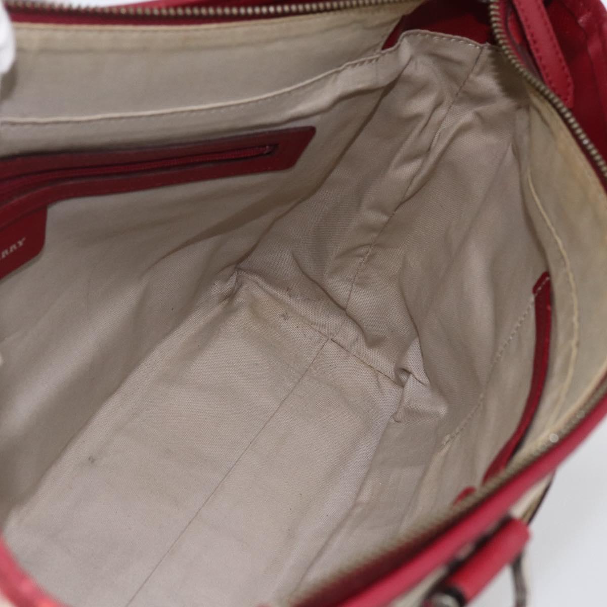 BURBERRY Nova Check Hand Bag Canvas Beige Silver Auth ka2833