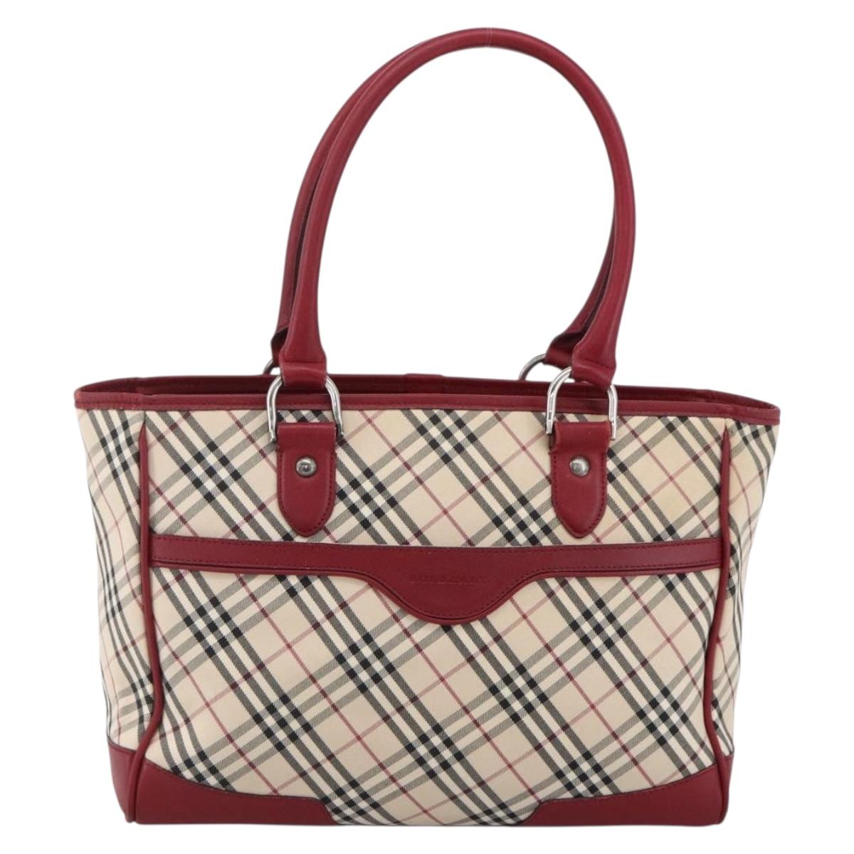 BURBERRY Nova Check Hand Bag Canvas Beige Silver Auth ka2833