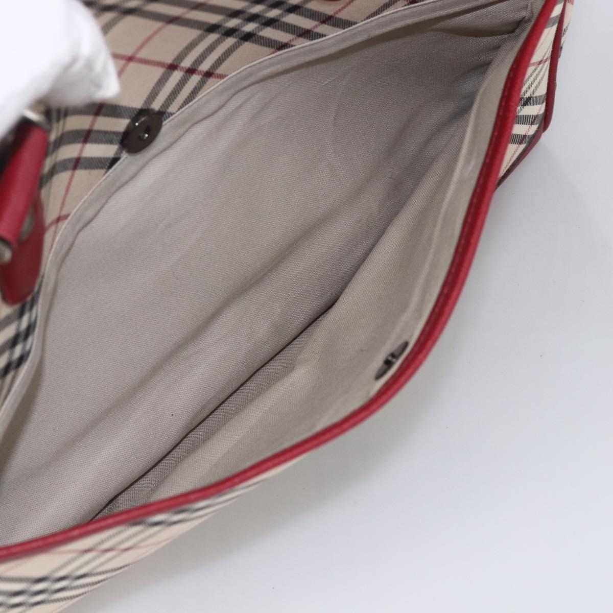 BURBERRY Nova Check Hand Bag Canvas Beige Silver Auth ka2833