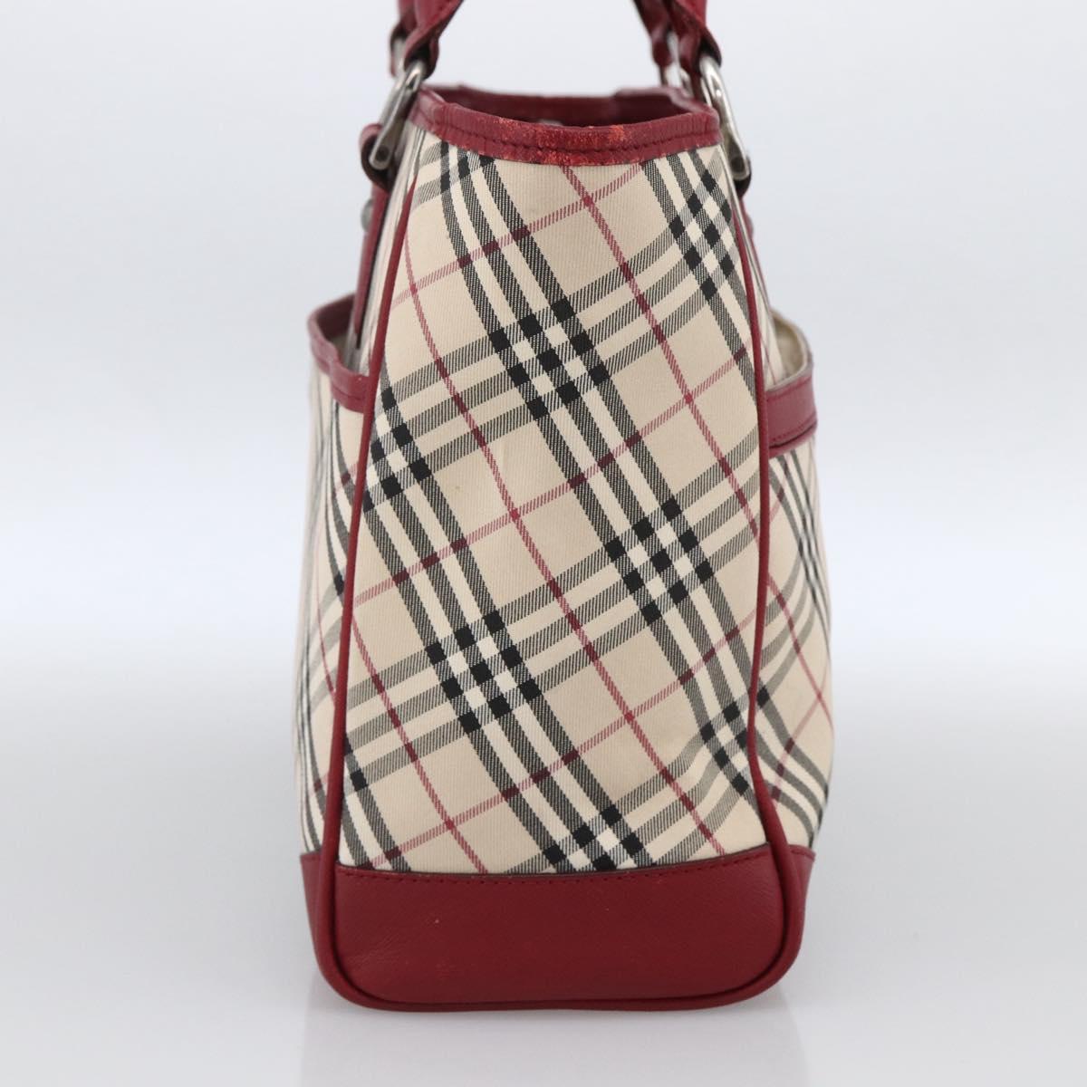 BURBERRY Nova Check Hand Bag Canvas Beige Silver Auth ka2833