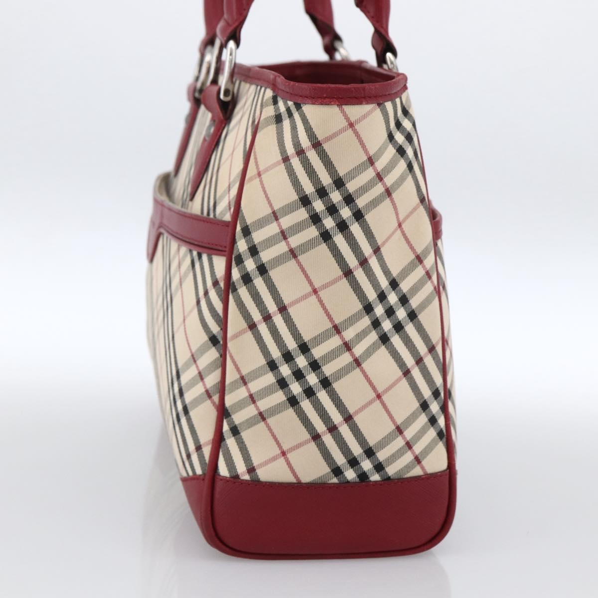 BURBERRY Nova Check Hand Bag Canvas Beige Silver Auth ka2833