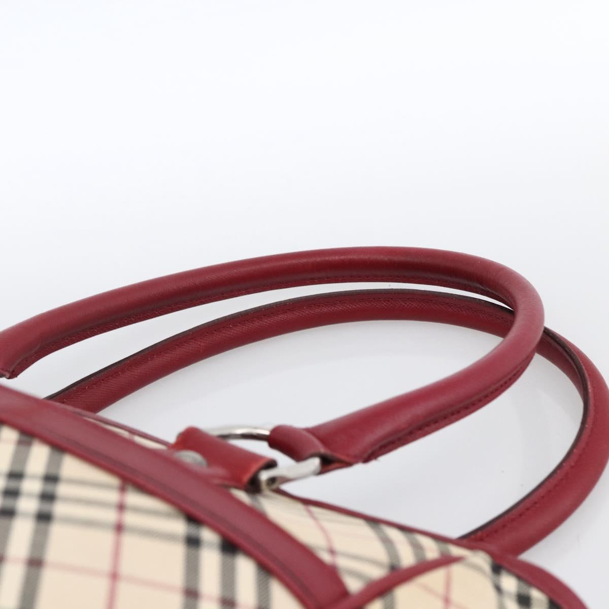 BURBERRY Nova Check Hand Bag Canvas Beige Silver Auth ka2833