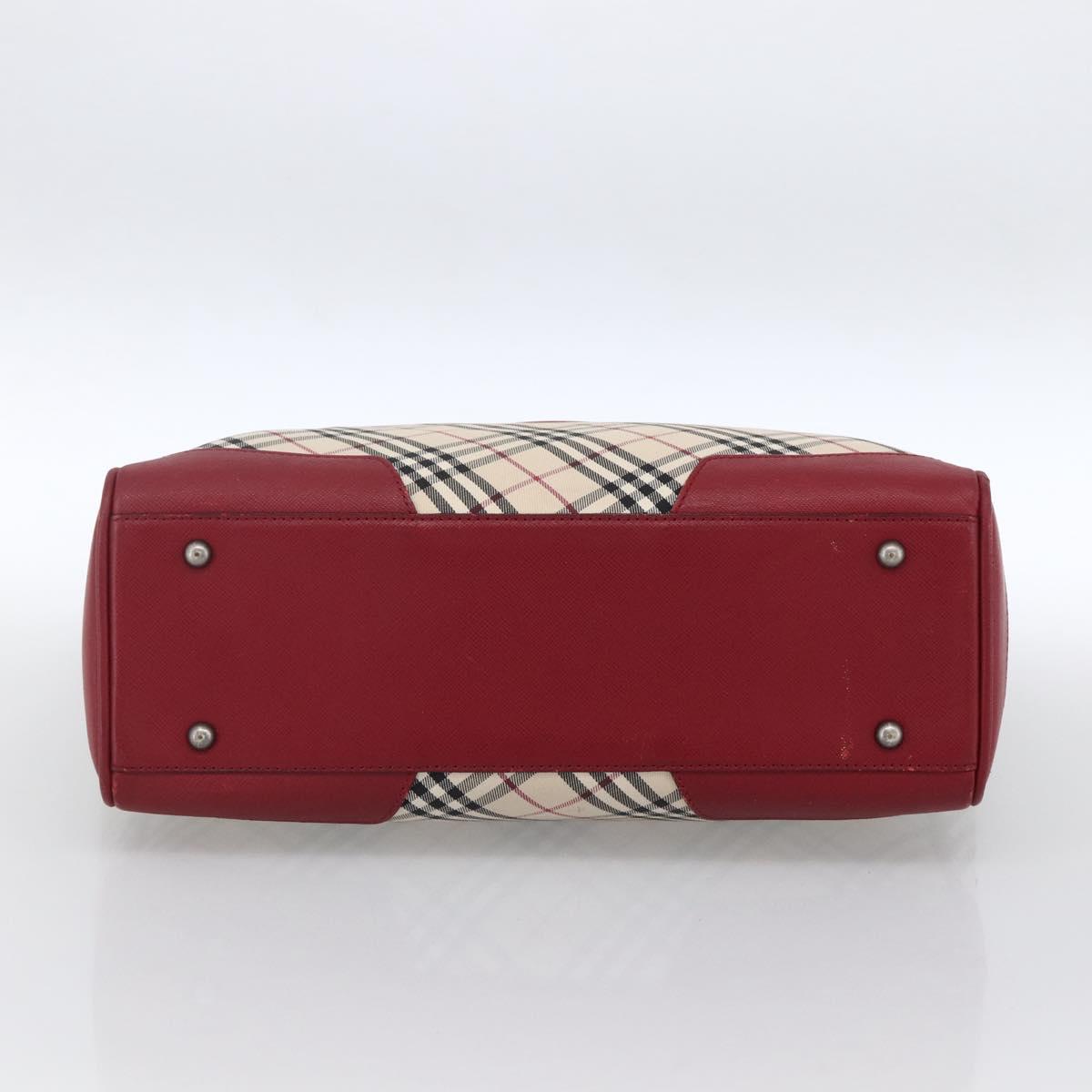 BURBERRY Nova Check Hand Bag Canvas Beige Silver Auth ka2833