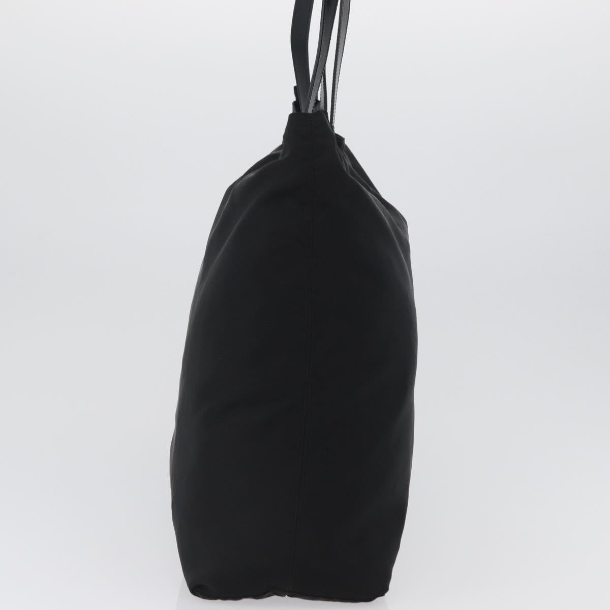 CELINE Circle Tote Bag Nylon Black Gold Auth ka2834