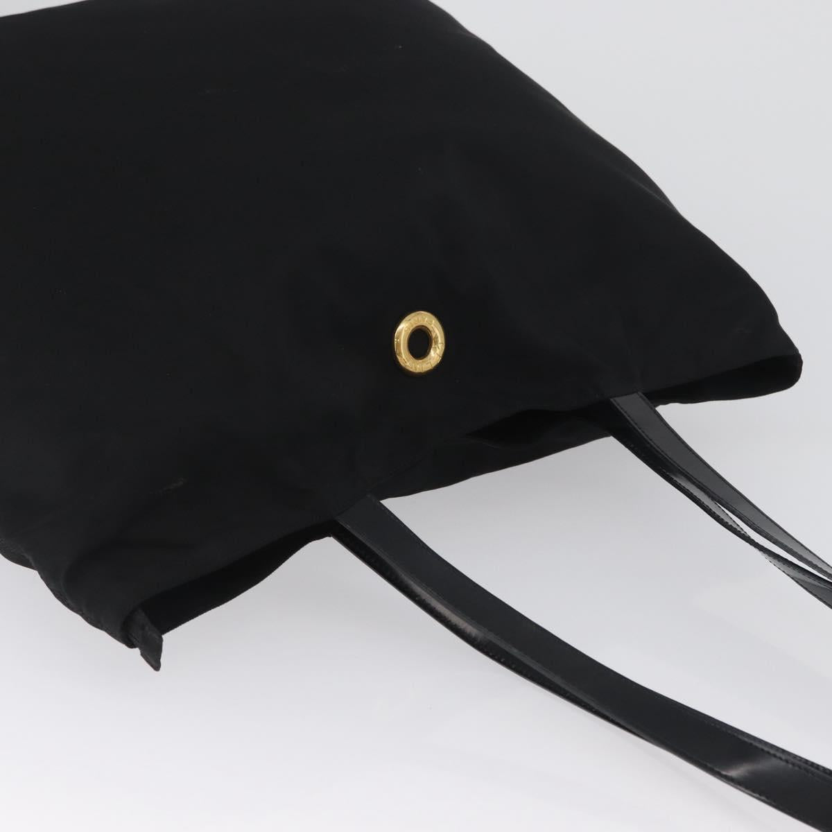 CELINE Circle Tote Bag Nylon Black Gold Auth ka2834