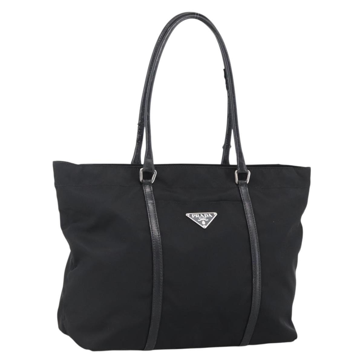 PRADA Tote Bag Nylon Black Silver Auth ka2835