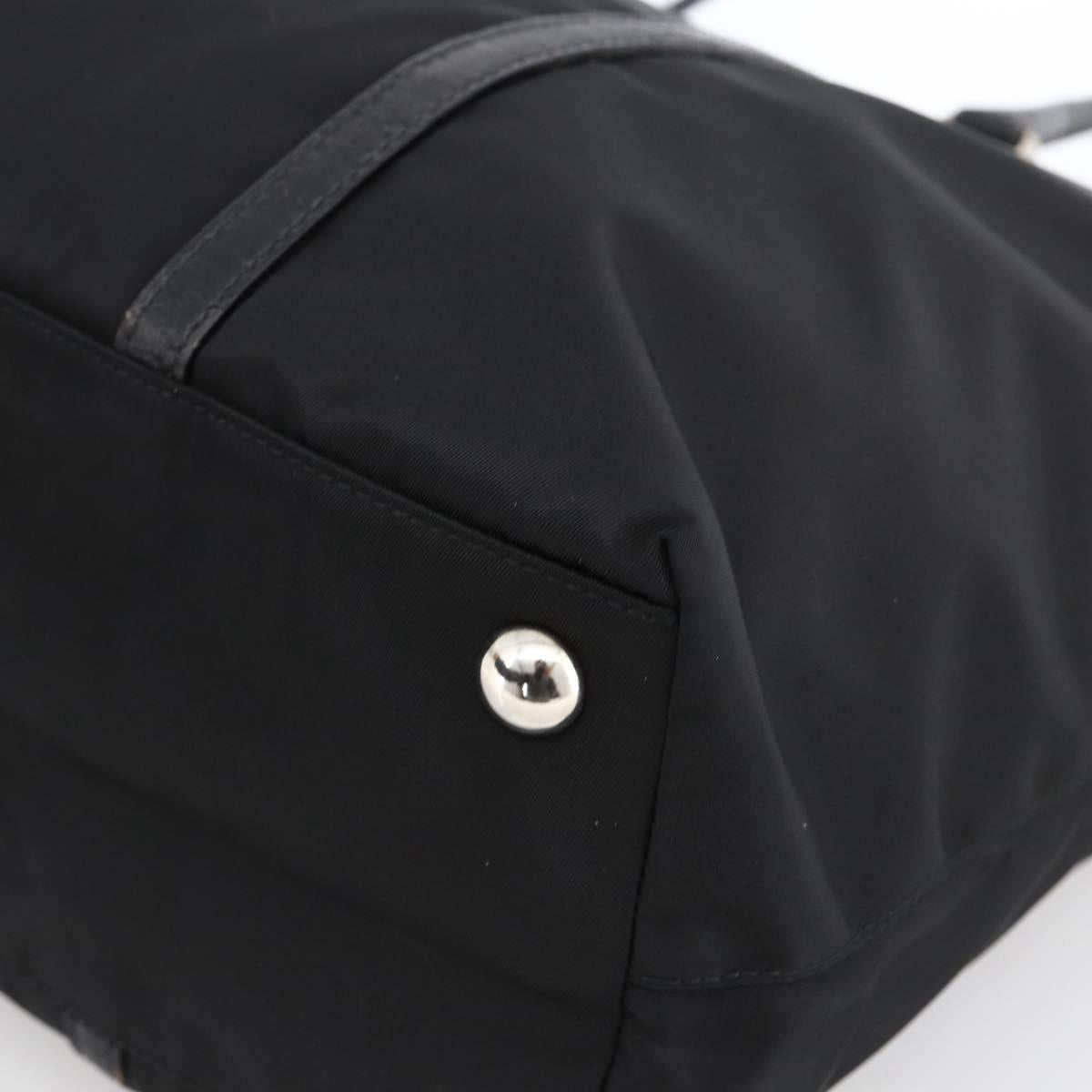 PRADA Tote Bag Nylon Black Silver Auth ka2835