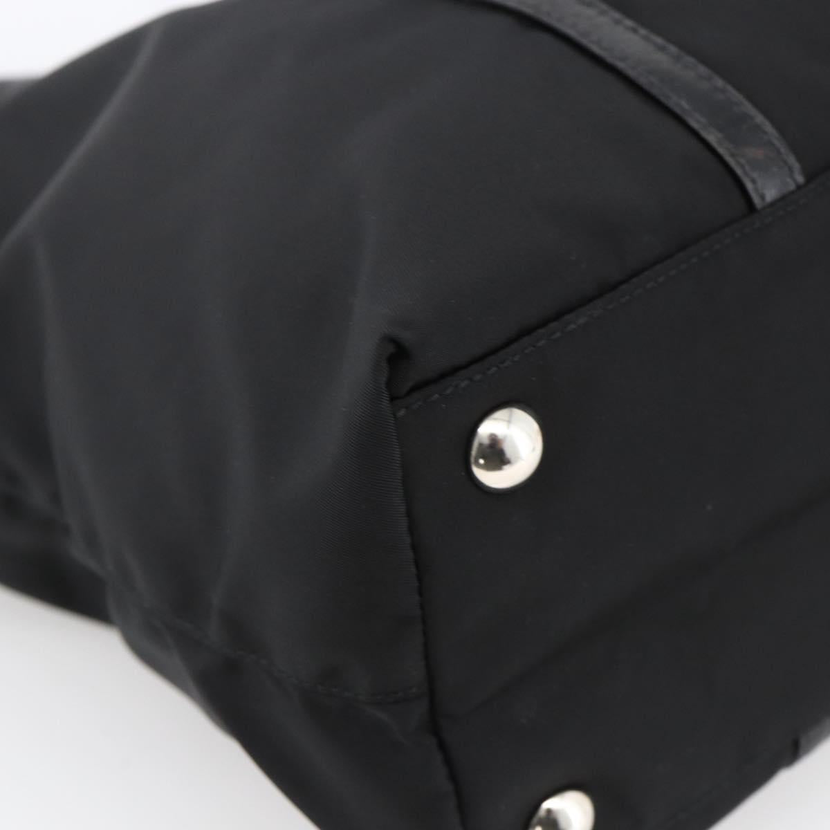 PRADA Tote Bag Nylon Black Silver Auth ka2835