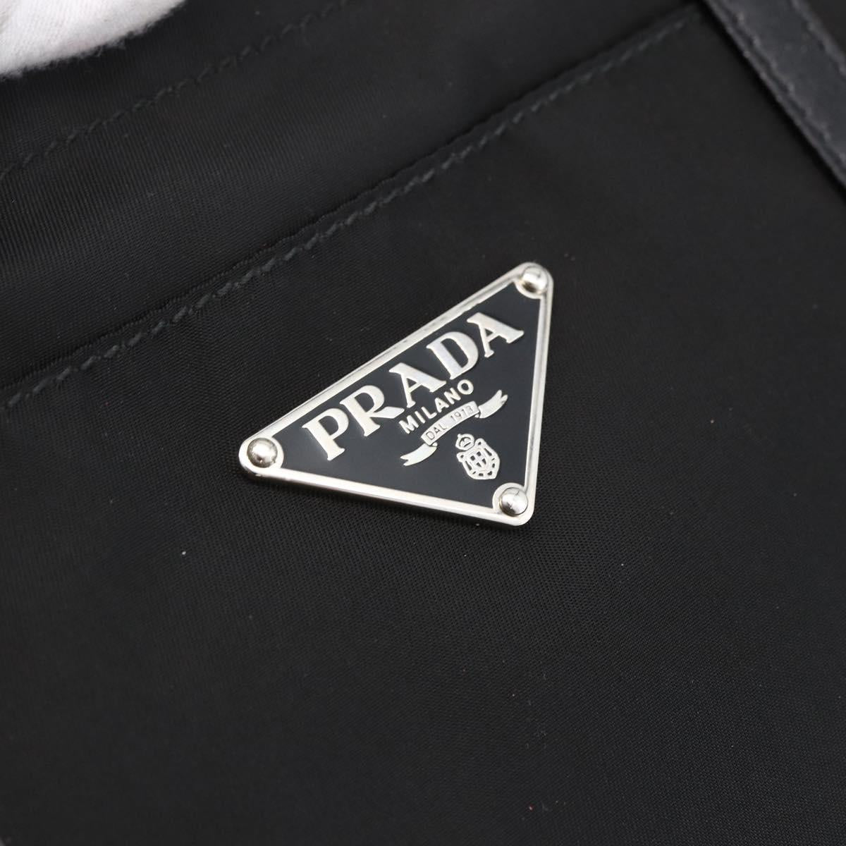 PRADA Tote Bag Nylon Black Silver Auth ka2835