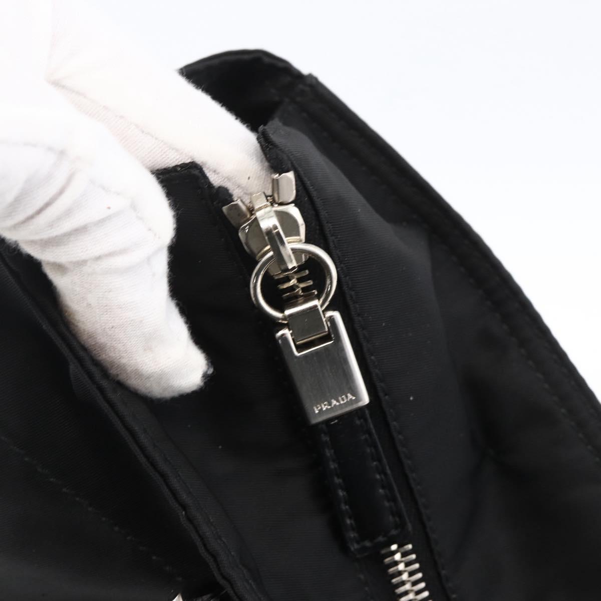PRADA Tote Bag Nylon Black Silver Auth ka2835