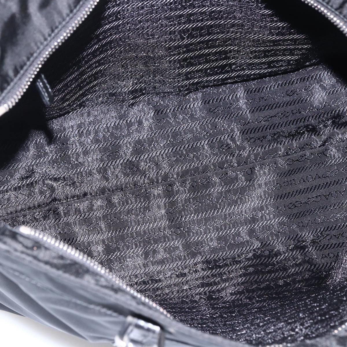 PRADA Tote Bag Nylon Black Silver Auth ka2835