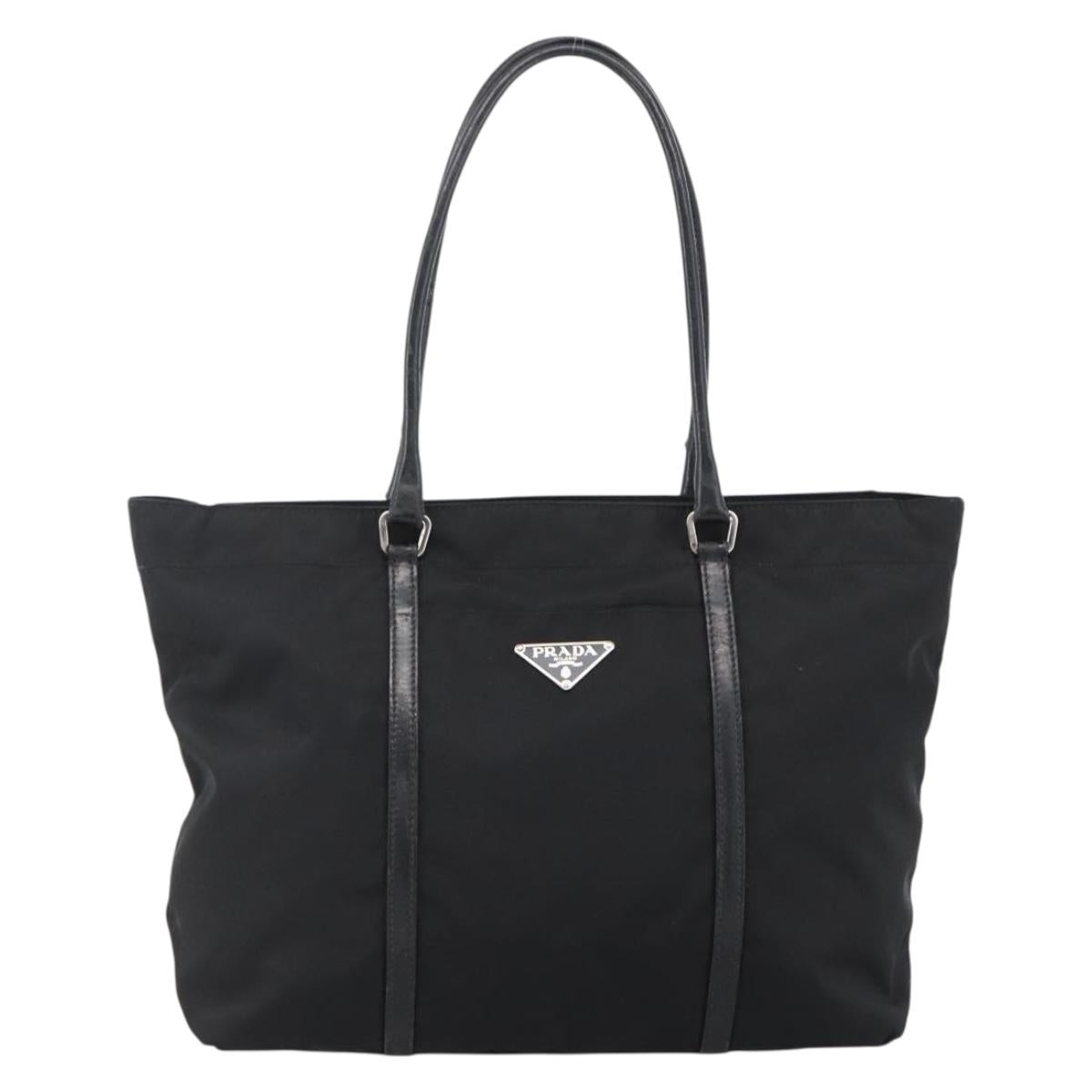 PRADA Tote Bag Nylon Black Silver Auth ka2835
